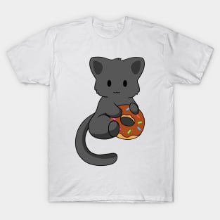 Black Cat with donut T-Shirt